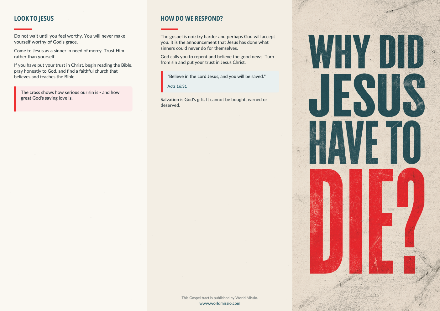 Preview of Why Did Jesus Have to Die? gospel tract